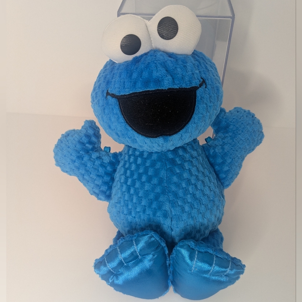 2010 Cookie Monster from Sesame Street Plush 10.5 inch tall textured blue toy